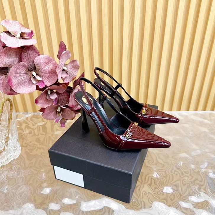 Flower Rain Cicada ženske sandale s kvadratnim vrhom i visokim potpeticama, potpetica u obliku čaše vina, gumeni đon, podstava od ovčje kože, elastično zatvaranje