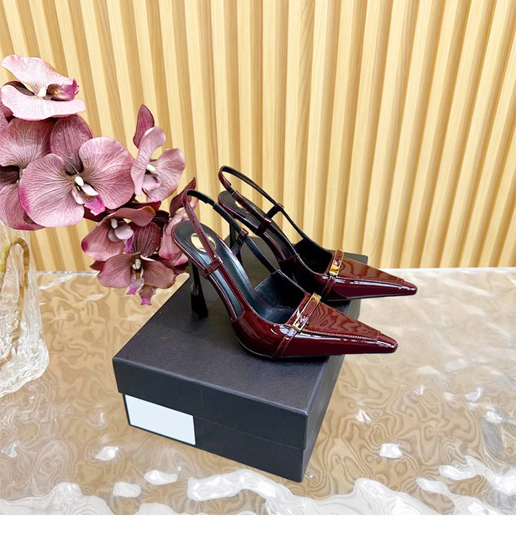 Flower Rain Cicada ženske sandale s kvadratnim vrhom i visokim potpeticama, potpetica u obliku čaše vina, gumeni đon, podstava od ovčje kože, elastično zatvaranje