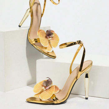 Sandále s remienkom na členok, stiletto pätami a okrúhym nosom – PU vrch, gumová podrážka, vnútro zo super vlákna, päta nad 8 cm, leto 2024