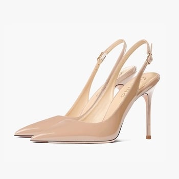 Női zárt orrú pántos szandál, PU felső rész, hegyes orr, gumírozott talp, bélés nélkül, tavasz 2025