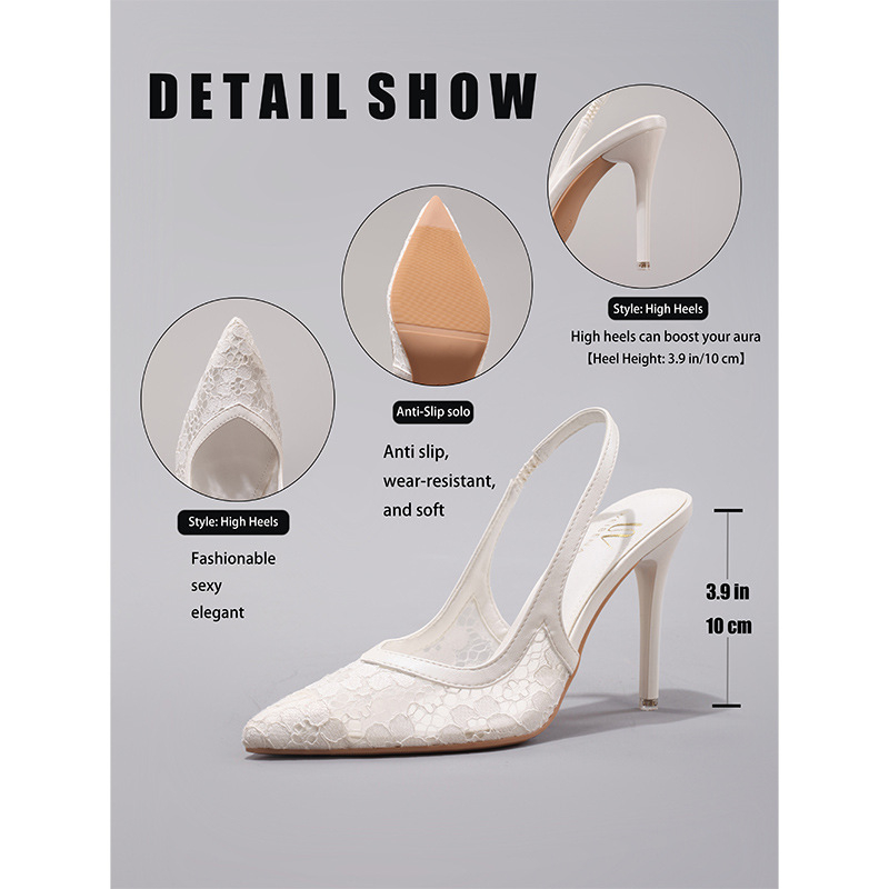 Visoke štikle s oštrim vrhom, mrežasti gornji dio, 10 cm štikla, gumena potplata