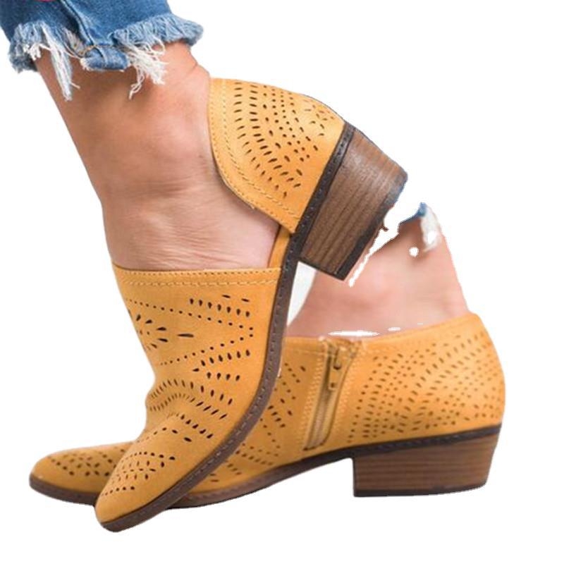 Ikdienas sieviešu sandales - PU augšējā daļa, PU iekšpuse, gumijas zole, apaļa pirksta, bieza papēža 3–6 cm