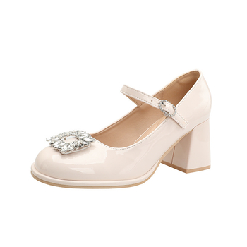 Mary Jane cipele Zodini - okrugli vrh, visina pete 6–8 cm, debeli pet, jedinstven uzorak