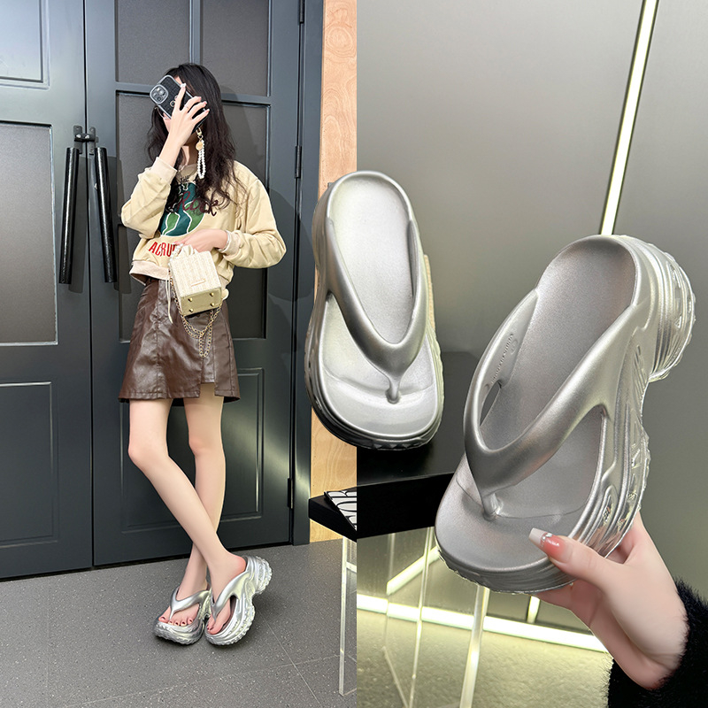 Ženske japanke za interior i vanjsku upotrebu s debelim EVA potplatom, EVA gornji dio, Herringbone uzorak, zaobljena nosna kapica, ležerni stil, ljeto 2025 (EVA gornji dio; EVA potplat; Herringbone uzorak; zaobljena nosna kapica; ljeto 2025)