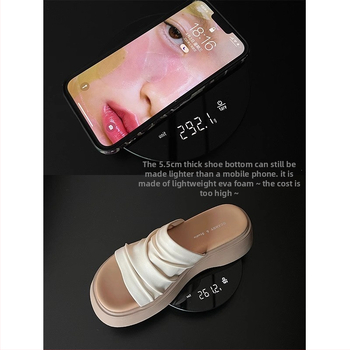 Sandale femei din piele cu aspect încrețit și platformă, partea superioară din piele microfibră, talpă din cauciuc, vârf rotund, vara 2025