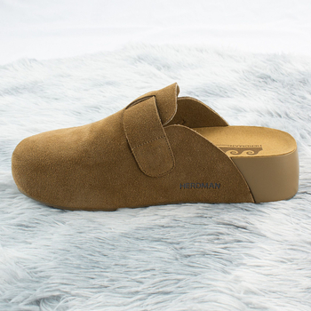 Dibo sieviešu sandas bez papēža, ar 4 cm pacēlumu, neslīdotā gumijas zole, virsma no liellopa ādas, apaļa purns, ikdienas stils