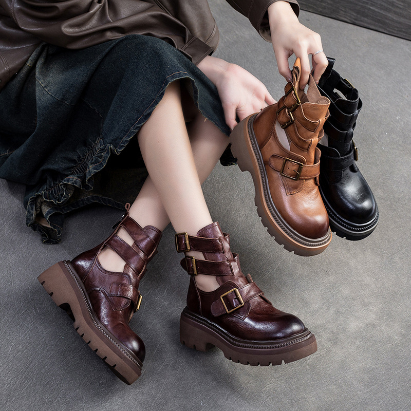 Sieviešu romiešu sandales ar vamp no pirmās kvalitātes ādas ar tekstūru, apaļa purngala, gumijas putas zole, aizmugurējais rāvējslēdzējs