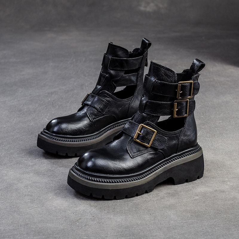 Sieviešu romiešu sandales ar vamp no pirmās kvalitātes ādas ar tekstūru, apaļa purngala, gumijas putas zole, aizmugurējais rāvējslēdzējs