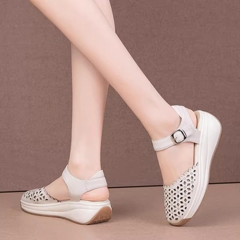 Siksnu sandales ar apaļu purnu, PU augšdaļa, gumijas zole, vasara 2024