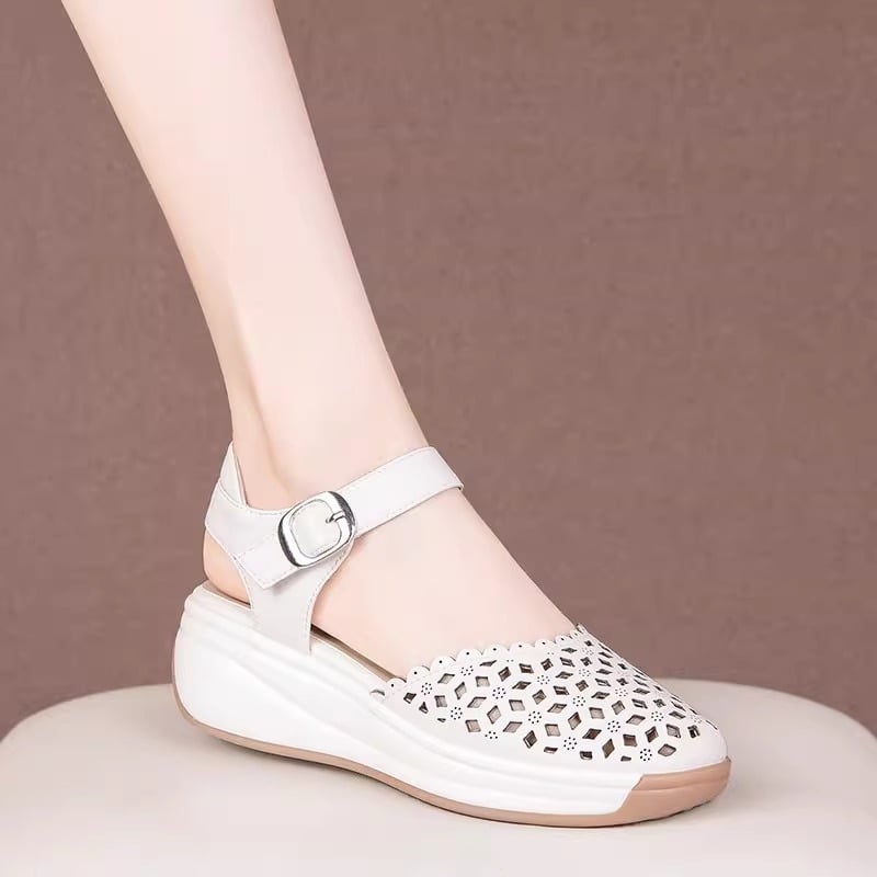 Siksnu sandales ar apaļu purnu, PU augšdaļa, gumijas zole, vasara 2024