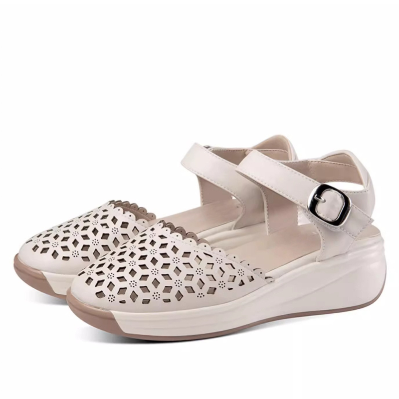 Siksnu sandales ar apaļu purnu, PU augšdaļa, gumijas zole, vasara 2024