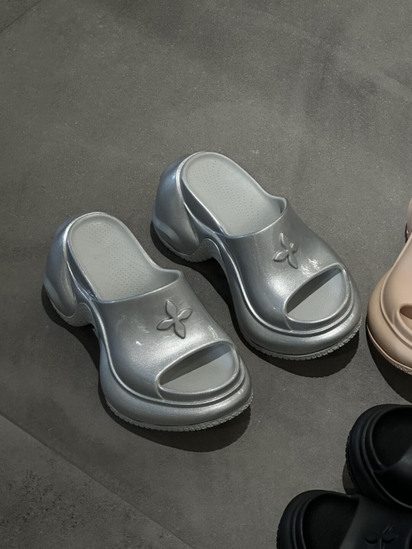 Sieviešu pludmales sandales ar platformu un augstu papēdi, EVA virsdaļa, apaļš pirksts, gumijas zole, iekšējais materiāls: super šķiedra, pavasaris 2025