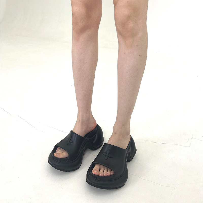 Sieviešu pludmales sandales ar platformu un augstu papēdi, EVA virsdaļa, apaļš pirksts, gumijas zole, iekšējais materiāls: super šķiedra, pavasaris 2025