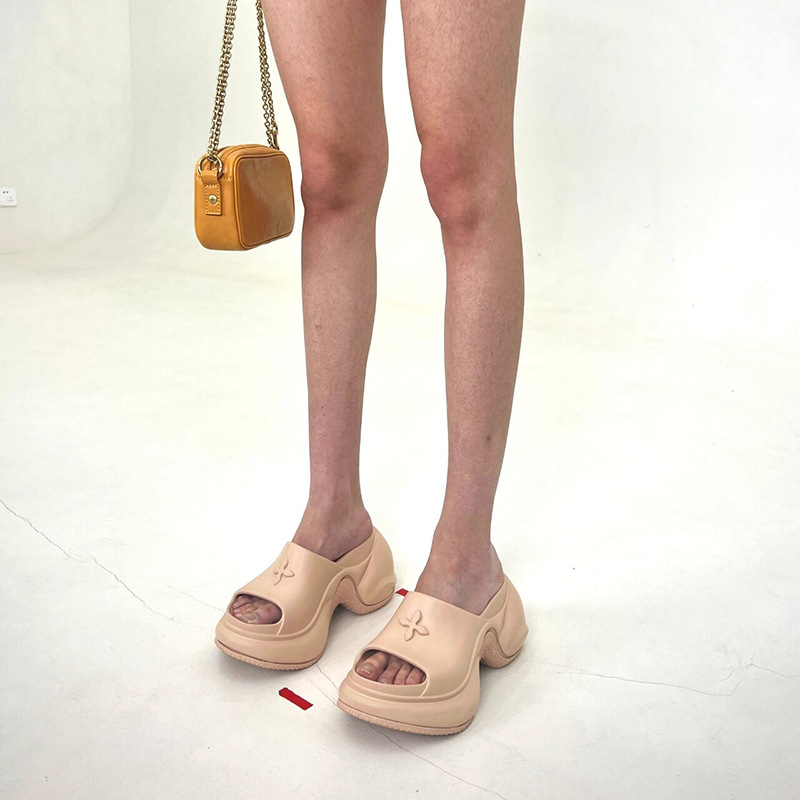 Sieviešu pludmales sandales ar platformu un augstu papēdi, EVA virsdaļa, apaļš pirksts, gumijas zole, iekšējais materiāls: super šķiedra, pavasaris 2025