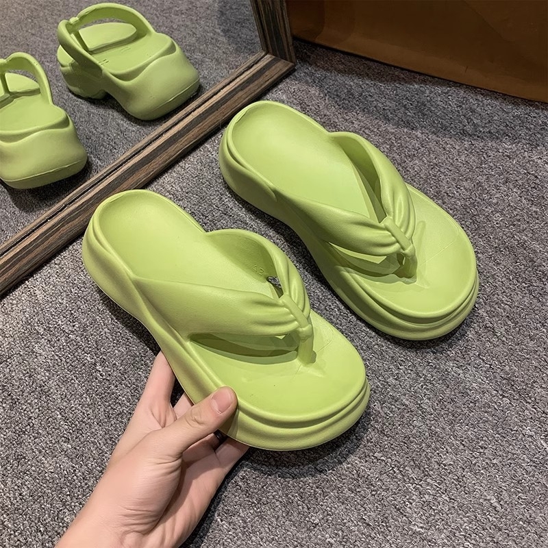 Ženske flip-flopice s debelim potplatom EVA, herringbone uzorak, okrugli vrh, korejski stil, protuklizne i otporne na miris, ljeto 2025