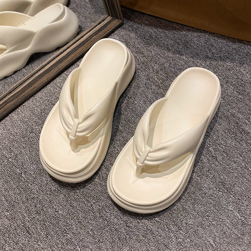 Ženske flip-flopice s debelim potplatom EVA, herringbone uzorak, okrugli vrh, korejski stil, protuklizne i otporne na miris, ljeto 2025