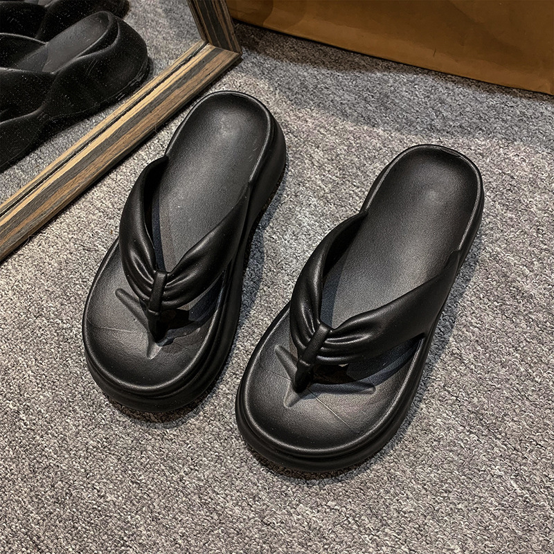 Ženske flip-flopice s debelim potplatom EVA, herringbone uzorak, okrugli vrh, korejski stil, protuklizne i otporne na miris, ljeto 2025
