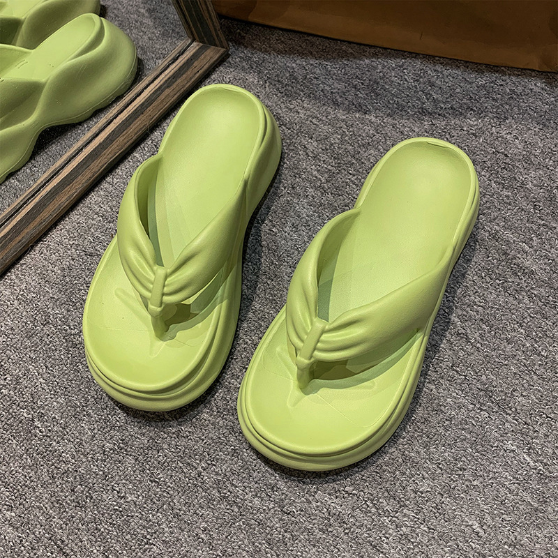 Ženske flip-flopice s debelim potplatom EVA, herringbone uzorak, okrugli vrh, korejski stil, protuklizne i otporne na miris, ljeto 2025