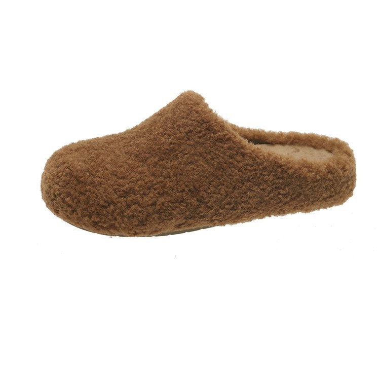 Ženske kućne papuče s gornjim dijelom od velura, unutarnjom pamučnom podstavom i gumom na potplatu – korejski stil, platforma 0–3 cm, protuklizne i tople