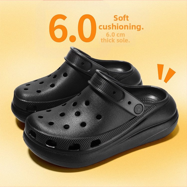 Haojia Unisex EVA Crocs-stila klogs, Elpojošs augšējais, 6 cm bieza zole, Augstuma palielināšana, Neslīdējošs