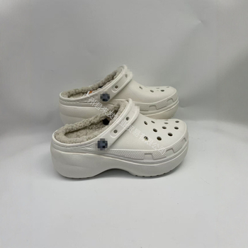 Sieviešu vidēja papēža klogs ar EVA apdari un pūkainu odai — aizvērts purns, 3 cm biezums, injekcijas formēta zole