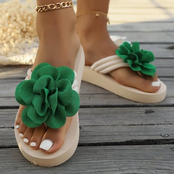 Virágos platform flip-flop nőknek – Slip-On, PU felsőrész, gumírozott talp, 3-5 cm vastagság, gyors száradás