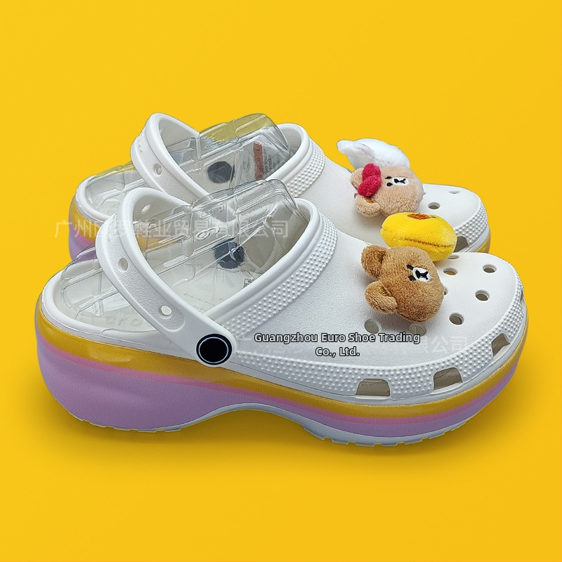 Baotou stila sieviešu čības ar 4 cm bieza zole, EVA augšdaļa un zole, elpojošas, pretslīdes, ar pēdu atbalstu