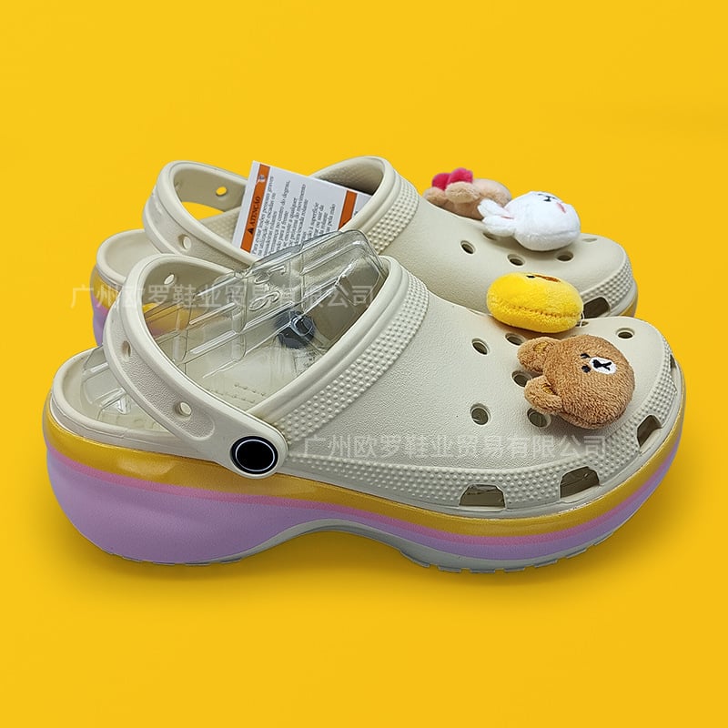 Baotou stila sieviešu čības ar 4 cm bieza zole, EVA augšdaļa un zole, elpojošas, pretslīdes, ar pēdu atbalstu