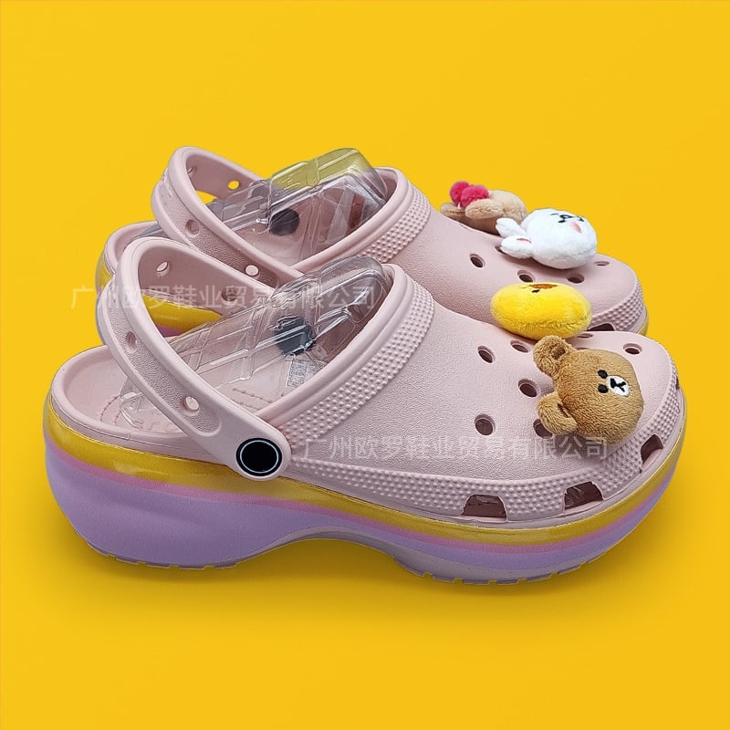 Baotou stila sieviešu čības ar 4 cm bieza zole, EVA augšdaļa un zole, elpojošas, pretslīdes, ar pēdu atbalstu