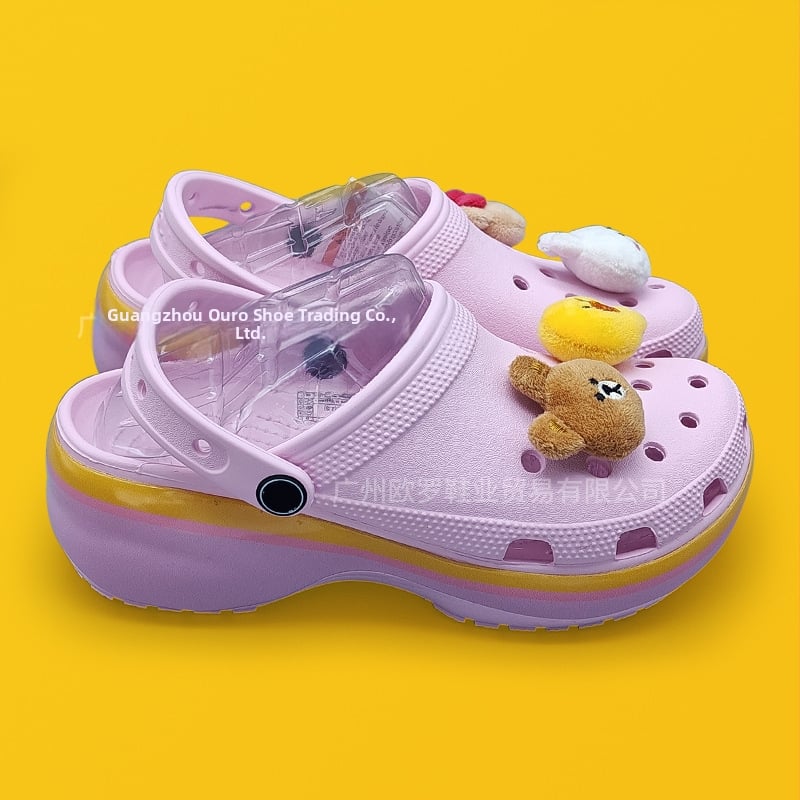 Baotou stila sieviešu čības ar 4 cm bieza zole, EVA augšdaļa un zole, elpojošas, pretslīdes, ar pēdu atbalstu