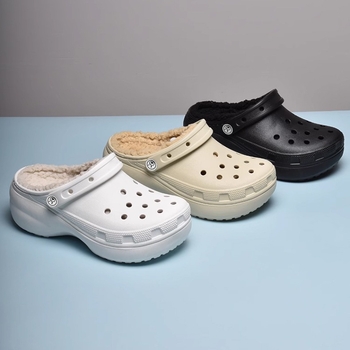 Sieviešu vidēja papēža kurpes ar caurumiem, trušu kažokādas odere, EVA zole