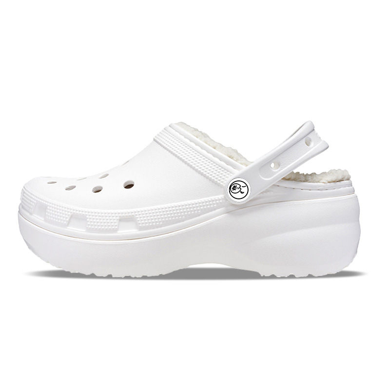 Sieviešu vidēja papēža kurpes ar caurumiem, trušu kažokādas odere, EVA zole