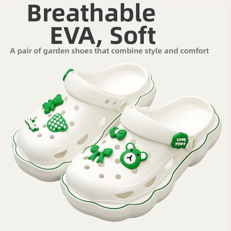 Sieviešu kurpes ar caurumiem – EVA zole, EVA augšējā daļa (Materiāls zoles: EVA; Materiāls augšējā daļa: EVA; Zoles biezums: 4; Pielāgots dizains: Jā; Dzimums: Sievietes)