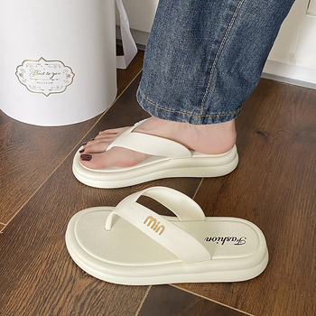 Jubufan Flip-flops pentru femei, stil Herringbone, partea superioară PVC, talpă PVC, vârf rotund, vară 2024