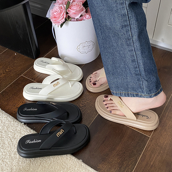 Jubufan Flip-flops pentru femei, stil Herringbone, partea superioară PVC, talpă PVC, vârf rotund, vară 2024