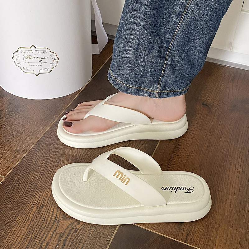 Jubufan Flip-flops pentru femei, stil Herringbone, partea superioară PVC, talpă PVC, vârf rotund, vară 2024