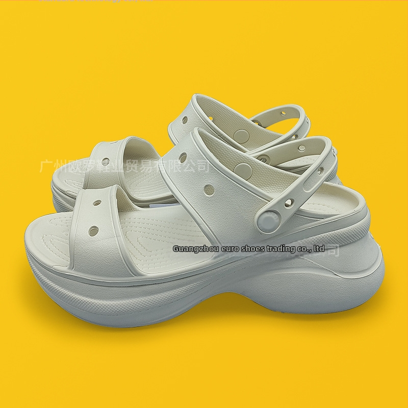 Moterys Crocs stiliaus sandalai su EVA viršutine ir EVA padu, 6 cm aukštinimas, Whale dvigubų dirželių serija, neslidūs uždaryti pirštų gali, vasara 2025