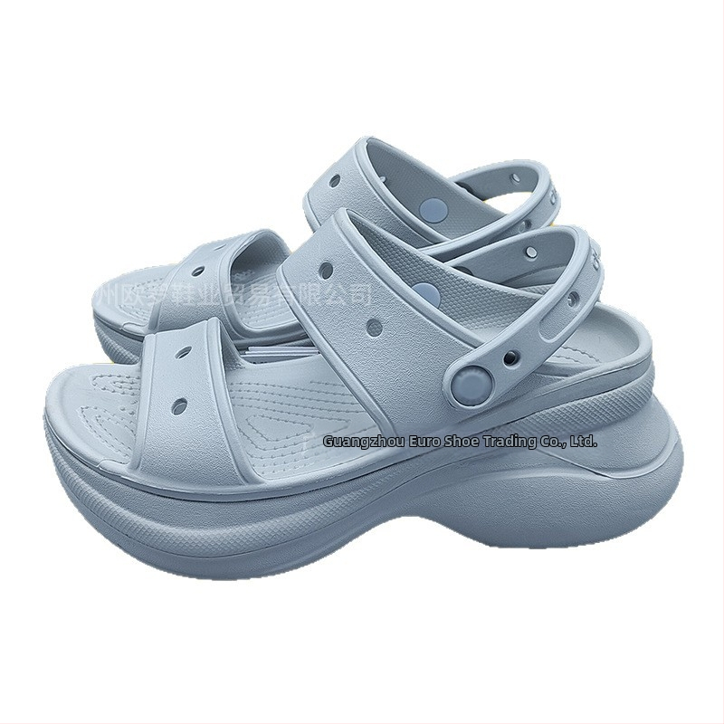 Moterys Crocs stiliaus sandalai su EVA viršutine ir EVA padu, 6 cm aukštinimas, Whale dvigubų dirželių serija, neslidūs uždaryti pirštų gali, vasara 2025