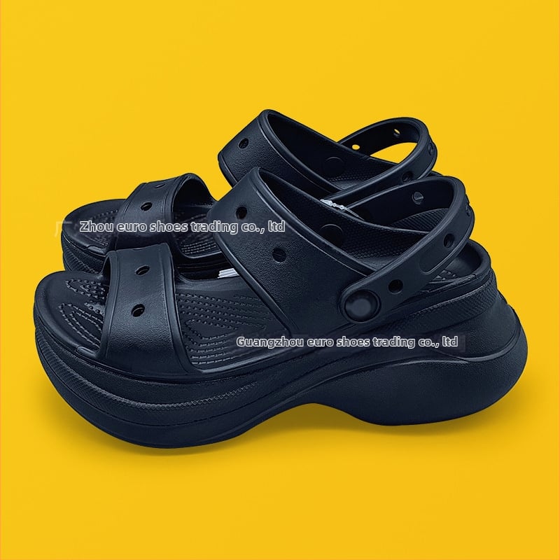 Sieviešu Crocs stilā sandales ar EVA augšpusi un zoli, 6 cm augstuma palielinājums, Whale dubultās siksnas, neslīdošs aizvērts pirksts, vasara 2025