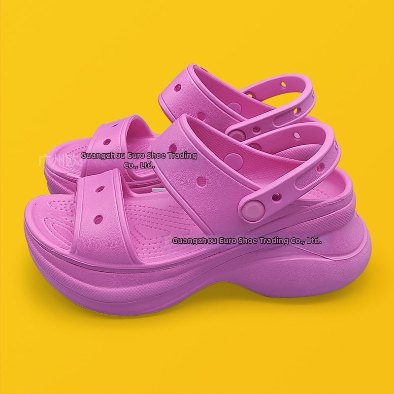 Sieviešu Crocs stilā sandales ar EVA augšpusi un zoli, 6 cm augstuma palielinājums, Whale dubultās siksnas, neslīdošs aizvērts pirksts, vasara 2025