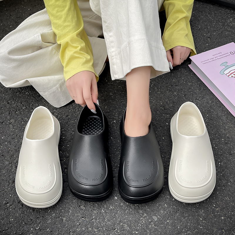 Sandale Baotou slip-on, EVA partea superioară și talpa, talpă groasă 3 cm+, înălțime toc 3,5 cm+, antiderapante