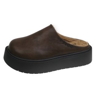 Ženske papuče s debelim potplatom, PU koža, gumeni potplat, slip-on, povećanje visine 3–5 cm