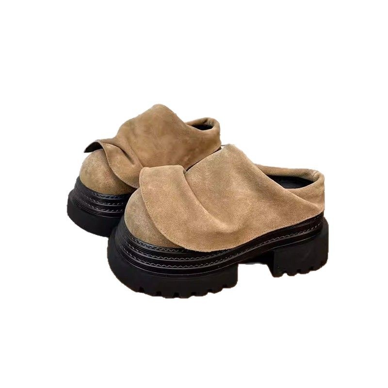 Sieviešu mūles ar slēgtu purnu, augšējā daļa no auduma, apaļš purns, gumijas zole, ikdienas nēsāšanai