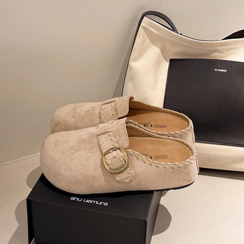 Deer Season Birkenstock stilā slip-on sandaļi ar biezu zoli, iekšēja pacelšana, sprādze, zamšņa augšdaļa, Baotou pirksta forma, retro stils, rudens 2025