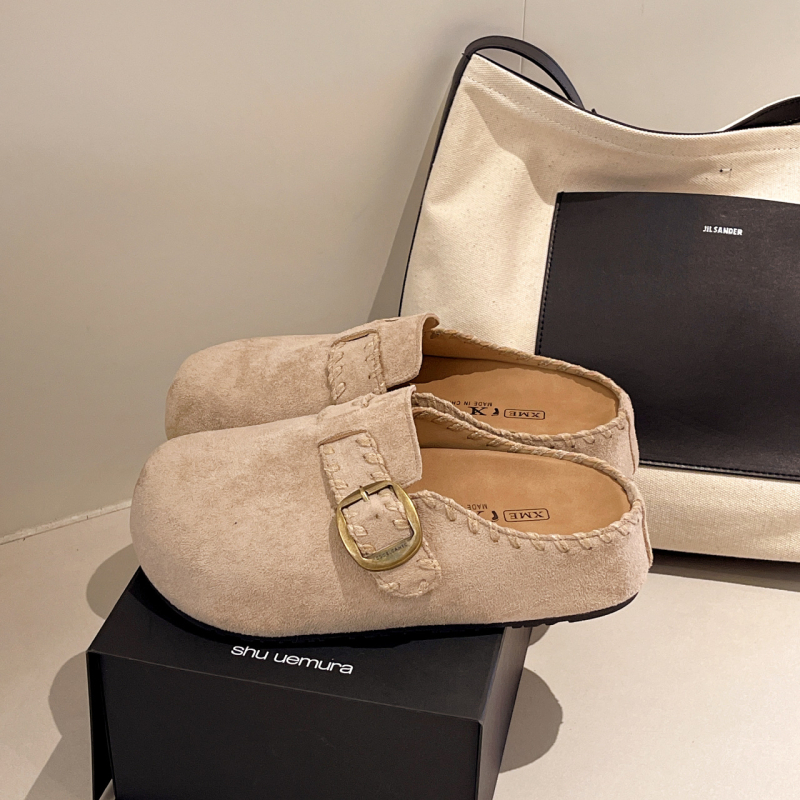 Deer Season Birkenstock stilā slip-on sandaļi ar biezu zoli, iekšēja pacelšana, sprādze, zamšņa augšdaļa, Baotou pirksta forma, retro stils, rudens 2025