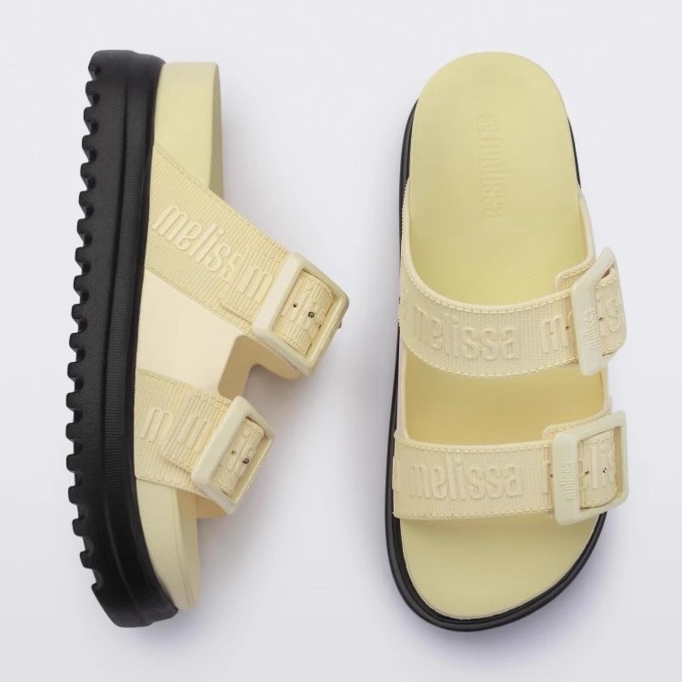 Sandale platformă cu cataramă, PVC pe exterior și talpă PVC, vârf rotund, stil urban