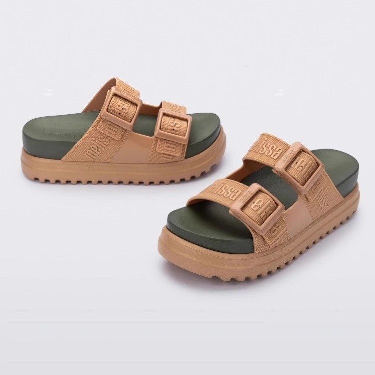 Sandale platformă cu cataramă, PVC pe exterior și talpă PVC, vârf rotund, stil urban