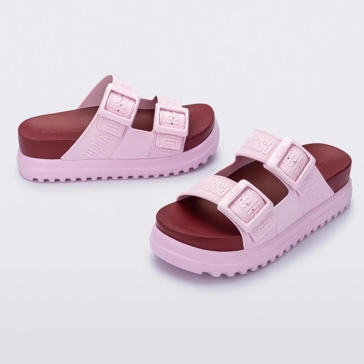 Sandale platformă cu cataramă, PVC pe exterior și talpă PVC, vârf rotund, stil urban