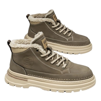 Botine de iarnă unisex cu căptușeală pufoasă, PU partea superioară, talpă PVC, platformă de creștere a înălțimii