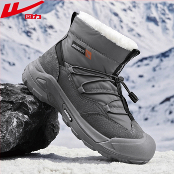 Ghete de zăpadă pentru bărbați, impermeabile, înalte, cu partea superioară din plasă, căptușite cu fleece, talpă din cauciuc rezistent la abraziune, vârf rotund, talpă joasă 1-3 cm
